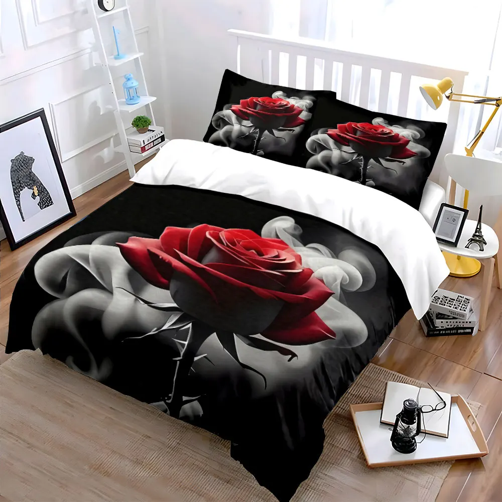 

Romantic Rose Decor Set Soft Comfortable Duvet Cover Bedding Set Included 1*Duvet Cover & 2*Pillowcases, gift
