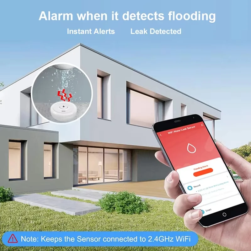 Tuya Smart Water Sensor Home Zigbee WiFi Flood Water Leakage Detector Smart Life App Control Remote Monitoring Home Alarm System