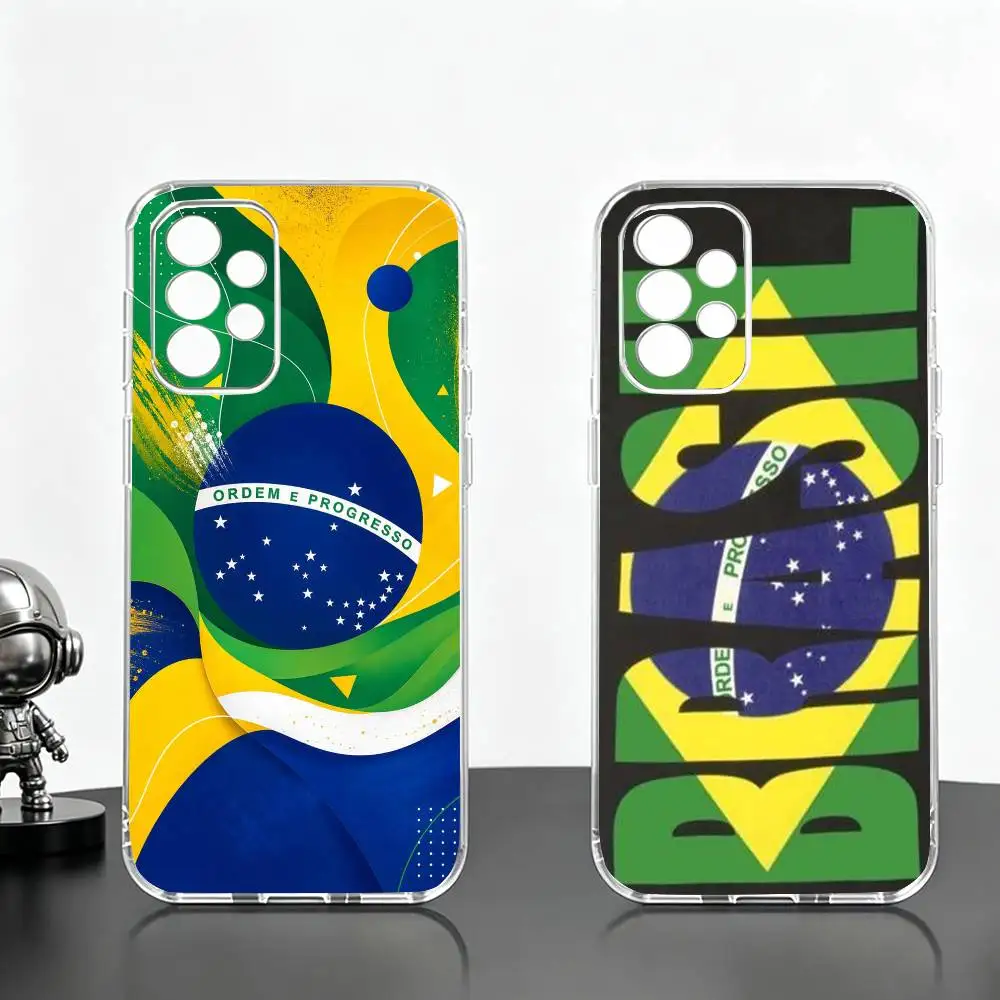 B-Brazil Flag Brazilian   Phone Case Transparent Silicone Soft For Samsung S25,S24,S21,S22,S23,S30,Ultra,S20,Plus,Fe