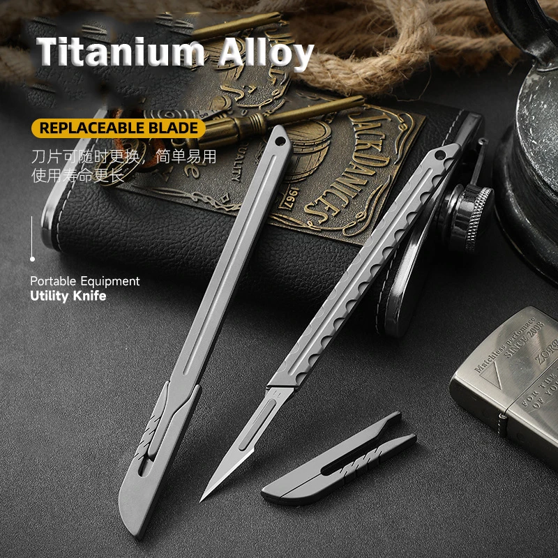 MINI titanyum alaşım neşter kalınlaşmış oyma bıçağı hayvan neşter çok fonksiyonlu ekspres dışarı kutusu aracı vermek bıçak kapağı