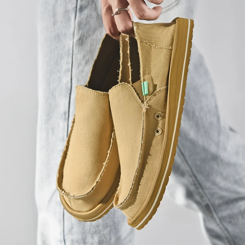 Neue, leichte, handgefertigte Canvas-Freizeitschuhe für Herren, modisches Design, Sneaker, Herren-Slipper, atmungsaktive, flache Schuhe mit niedrigem Schaft, weiche Fahrschuhe. – Detail 16