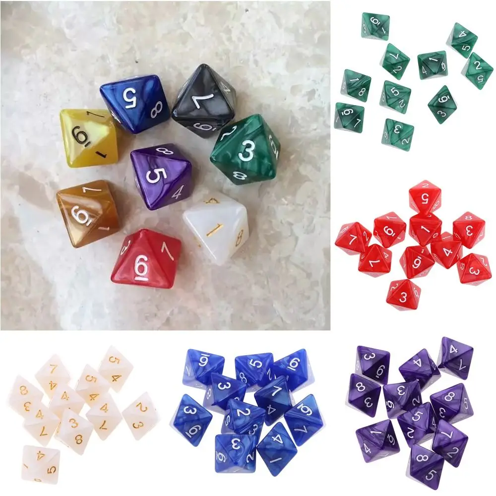 

10Pcs/set Durable Table Game DND Dice D8 Colored 8-sided Polyhedral Dice Party Game Acrylic Game Dice TRPG DND