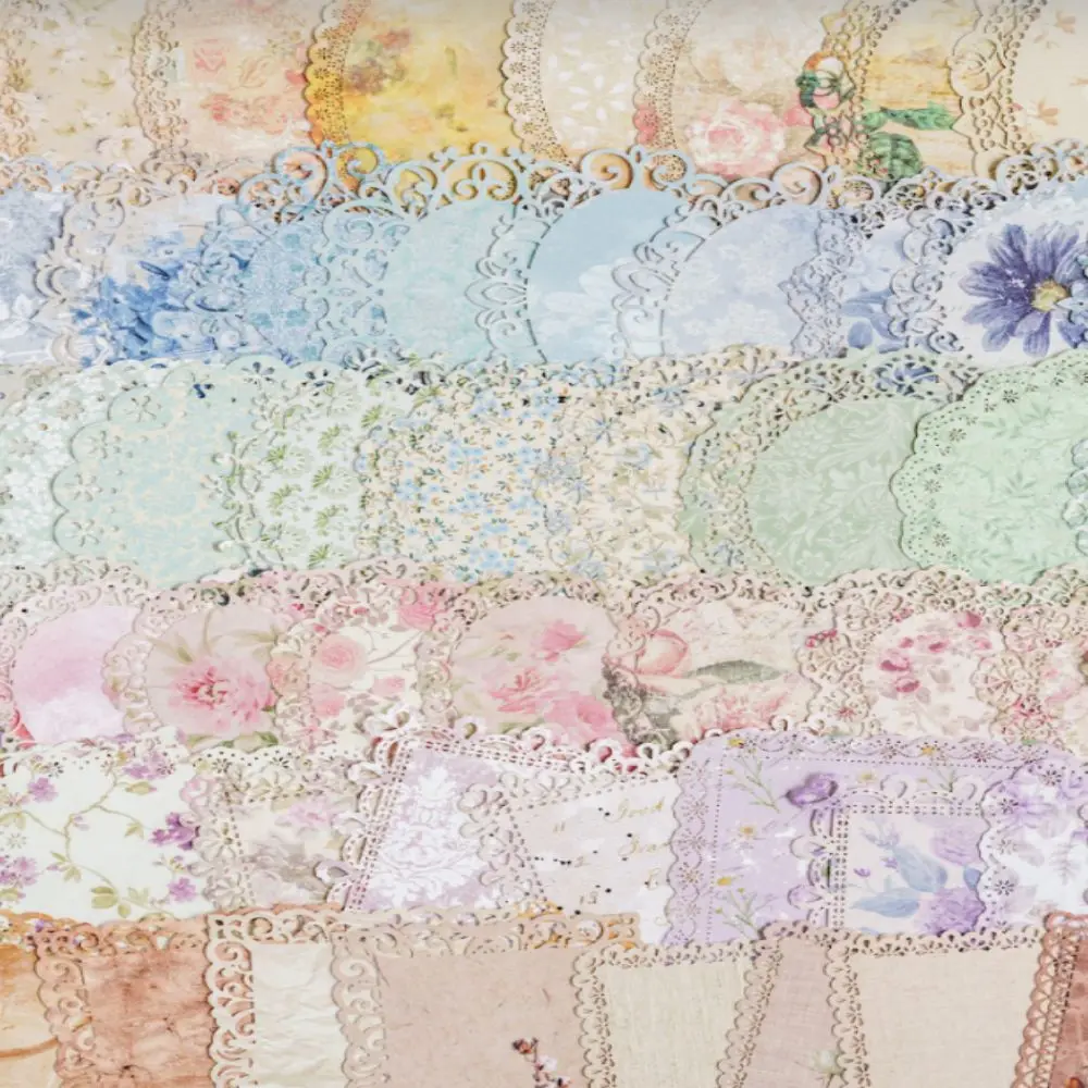 6 packs 6 Sets Vintage Scrapbook Paper Multi Color Lightweight Cute Floral Pattern Printed Paper Flat Sheet Bright Colored Paper