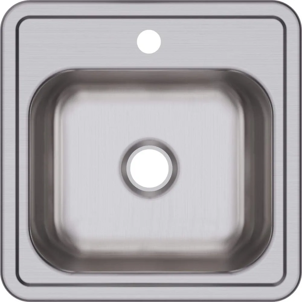 

D11515 Dayton 15" Drop In Single Basin Stainless Steel Kitchen Sink - 1 Faucet Hole
