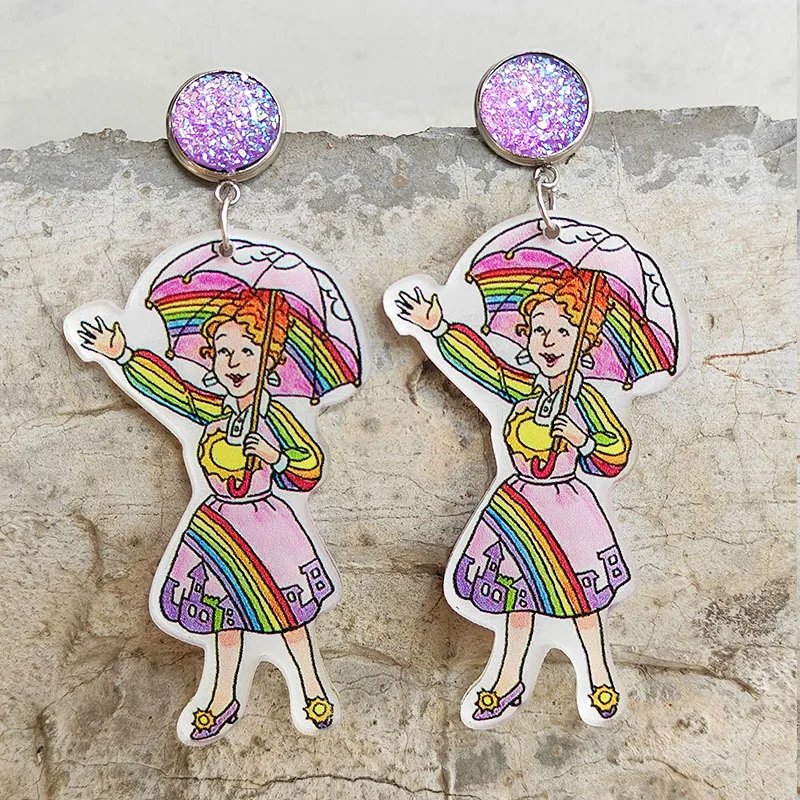 Pendientes acrílicos bonitos para estudiantes y profesores, aretes personalizados con letras del arco iris de ciencia, joyería novedosa adecuada para mujeres