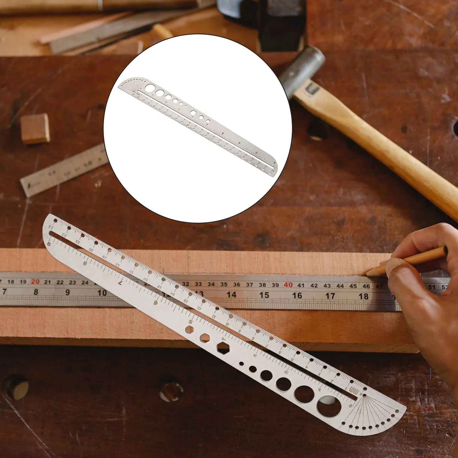 Multifunctional Protractor Ruler Stainless Steel Measuring Tool High Precision Scale Office School Drawing Metric System Long