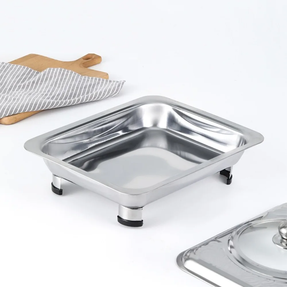Serving Plate Stainless Steel Chafing Dish Food Tray Practical Smooth Pan Dishes Warmer Rectangle Foods Holder Kitchen