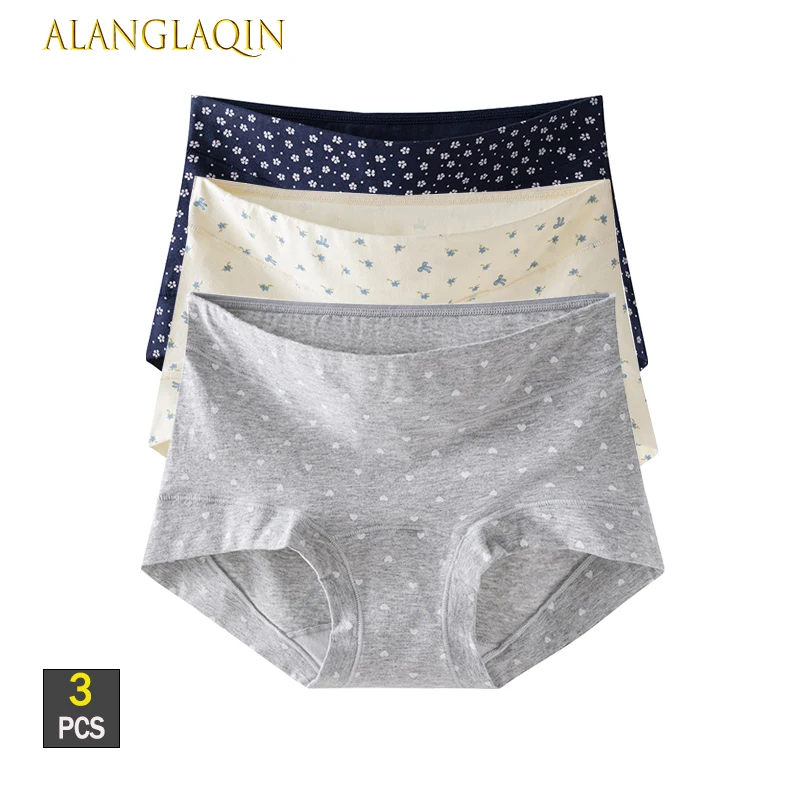 3PCS/SET Women's Cotton Underwear Antibacterial Panties Boxer Shorts Women's Comfortable Panty Sexy Briefs Plus Size M-3XL