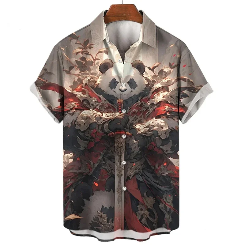 New Animal Shirts For Men Clothing 3d Panda Orc Print Pattern Casual Fashion Mens Shirts & Blouses Ropa De Hombre High Quality