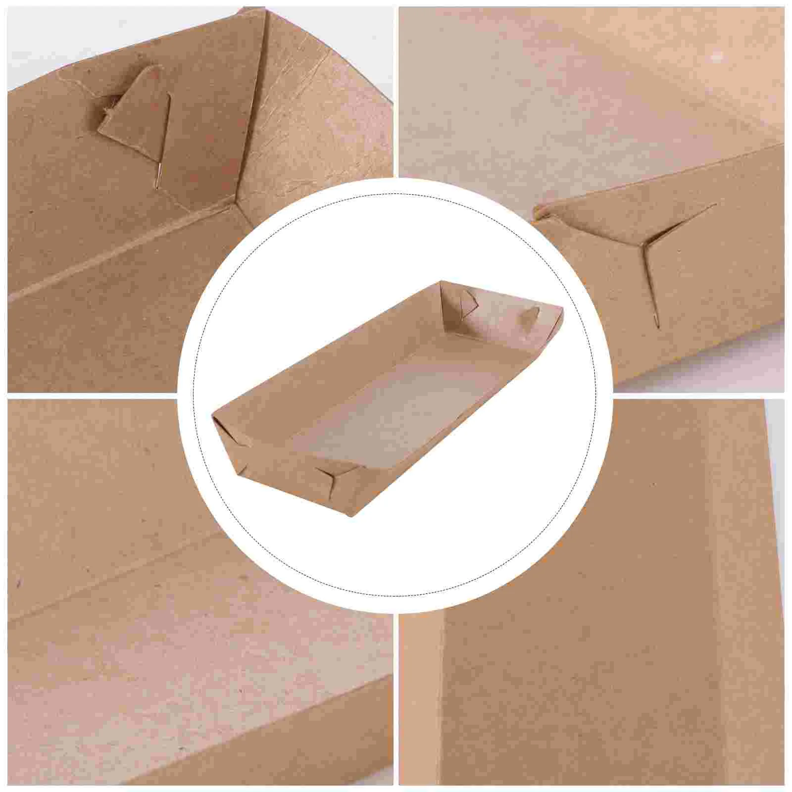 50 Pcs Disposable Paper Food Serving Tray Kraft Paper Coating Boat Shape Snack Open Box French Fries Chicken Box (20 x 6 x 3cm)