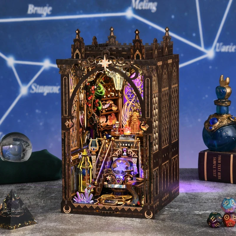 Book Nook Kit Twelve Constellations 3D DIY Wooden Puzzle Handmade Bookshelf Dollhouse Model Bookend Building Home Decoration