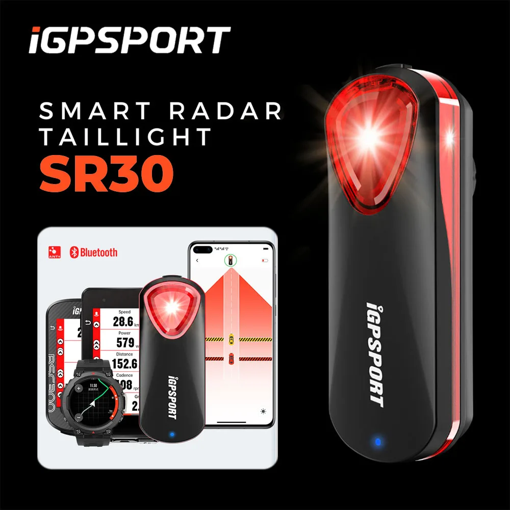 iGPSPORT SR30 Radar Luz Traseira Inteligente Luz Da Bicicleta Luz Traseira Sensor de Freio Lâmpada de Aviso Impermeável LED Ciclismo Luz Traseira 6