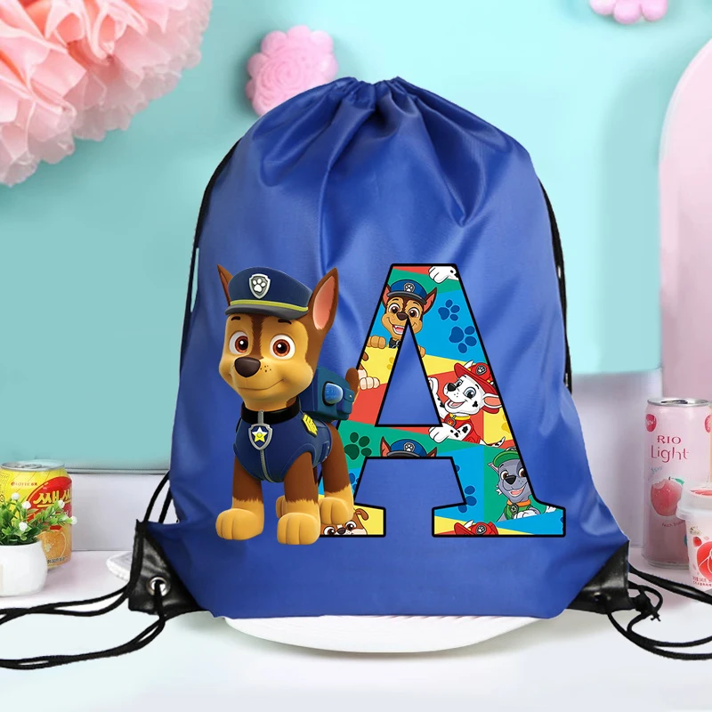 

Сумка из полиэстера «Щенячий патруль» на шнурке, сумка для хранения с мультяшным принтом и буквами для мужчин и женщин, модные портативные сумки для плавания и фитнеса, подарки