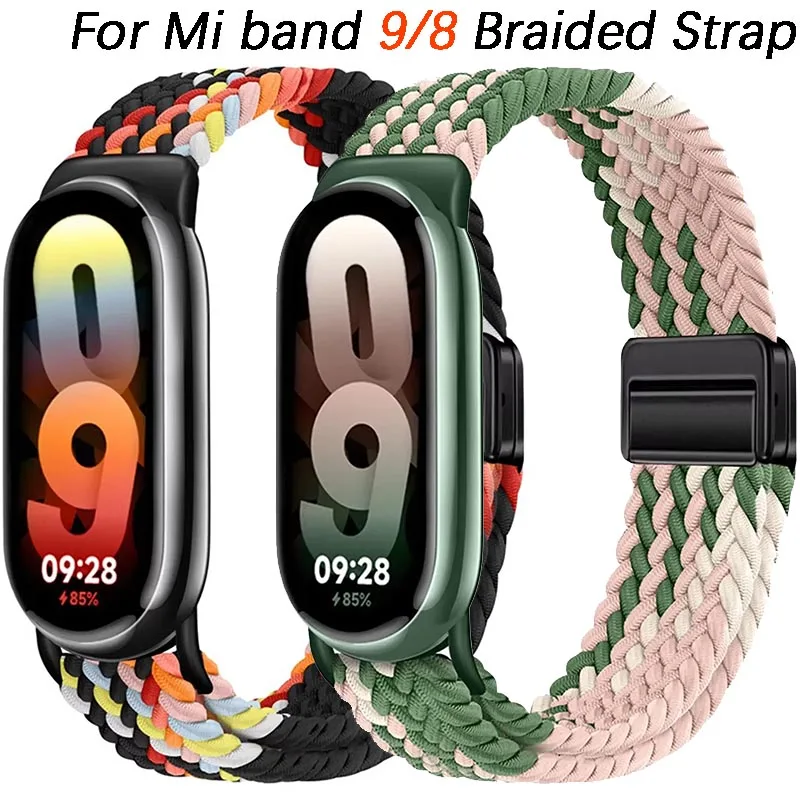 Nylon Geflochtenes Armband Für Xiaomi Band 9/8 Magnetische schnalle Atmungsaktive Austauschbare Armband Armband Mi Band 8/9 Einstellbare Correa