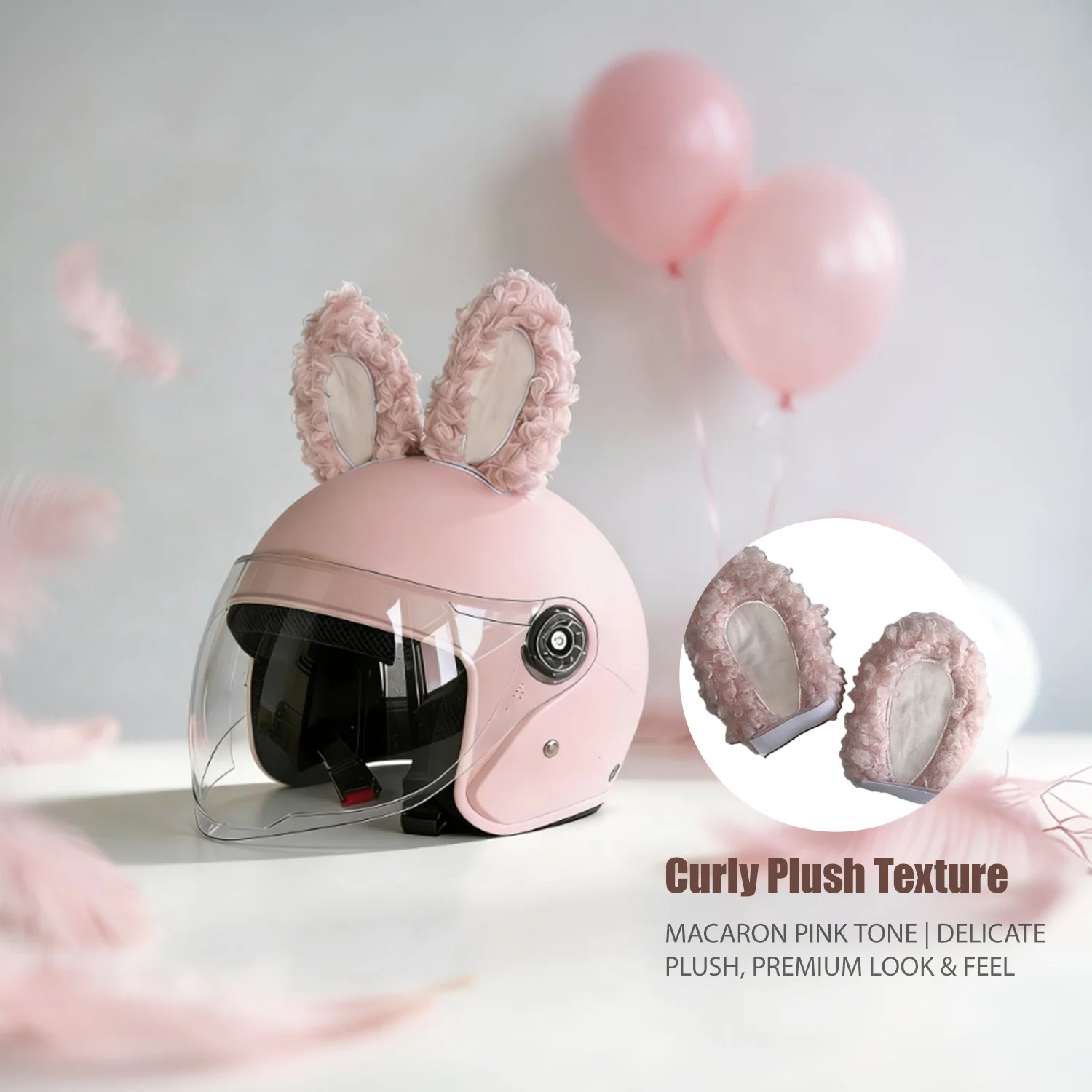 New Pink Helmet with Rabbit Ears Plush Decoration Ski Motorcycle Helmet Decoration Doll Cute Rabbit Ears - view 2