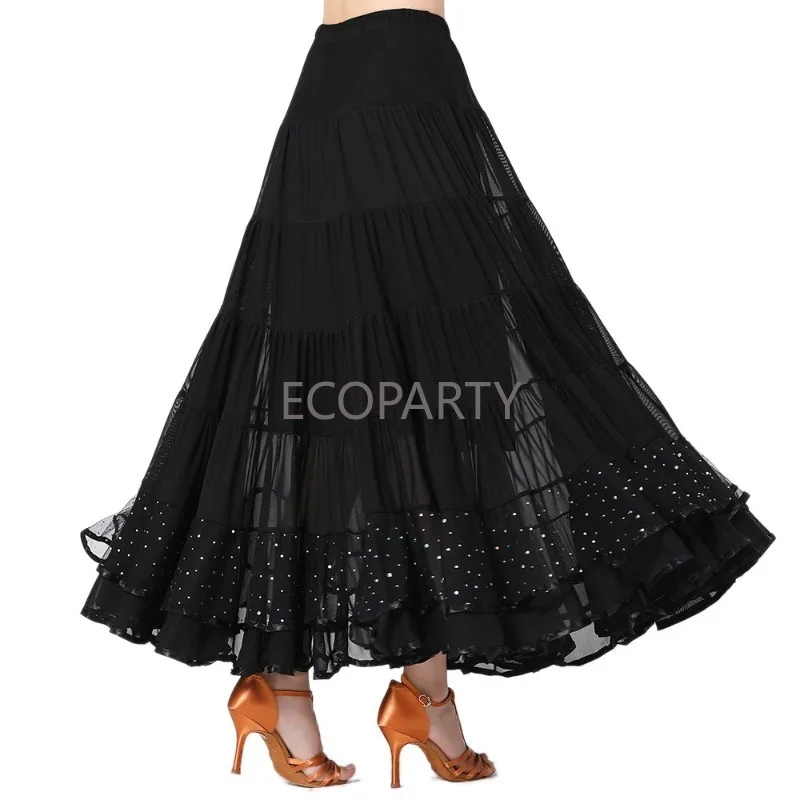 Modern Dance Practice Dance Fashion Dress Half Body Dress Ball Dance Social Performance Dress Sequin Mesh Large Swing Long Skirt