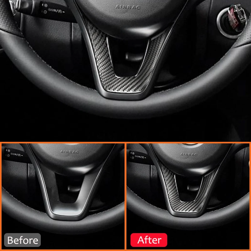 For Mercedes Benz 2016-2019 C Class GLC W205 Carbon Fiber Car Steering Wheel U-Shape Panel Decoration Sticker Interior Parts