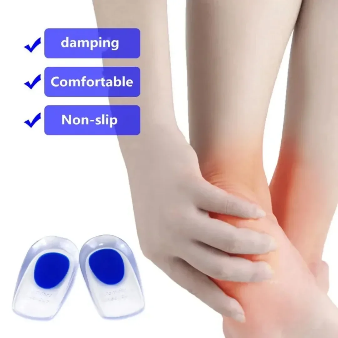 Silicone Heel Insoles Thickened U Shaped Non Slip Invisible Cushioning Sports Height Increasing Shoe Inserts Foot Care