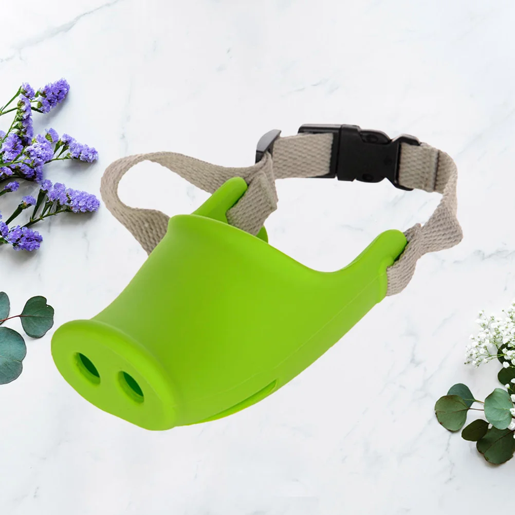 

Dog Muzzle Pig Mouth Shape Adjustable Green Size S Anti-Barking Anti-Biting Device Prevent Chewing Licking Puppy Pet Mouth Bound