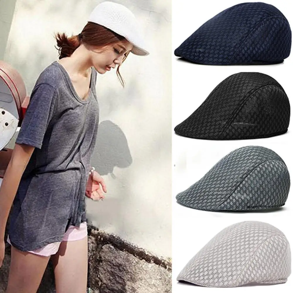 British Western Style Women Men Berets Fashion Duck Mesh Sun Flat Cap Golf Beret Newsboy Cabbie Baseball Hat Vintage Beret