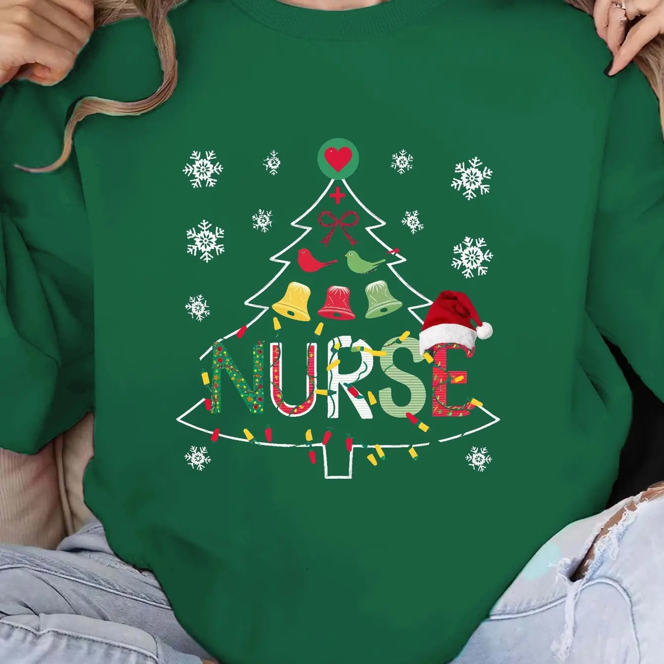 Christmas Nurse Women\'s Sweatshirt Casual And Comfortable Crew-neck Hoodie Top Fashionable Christmas Style Women\'s Clothing