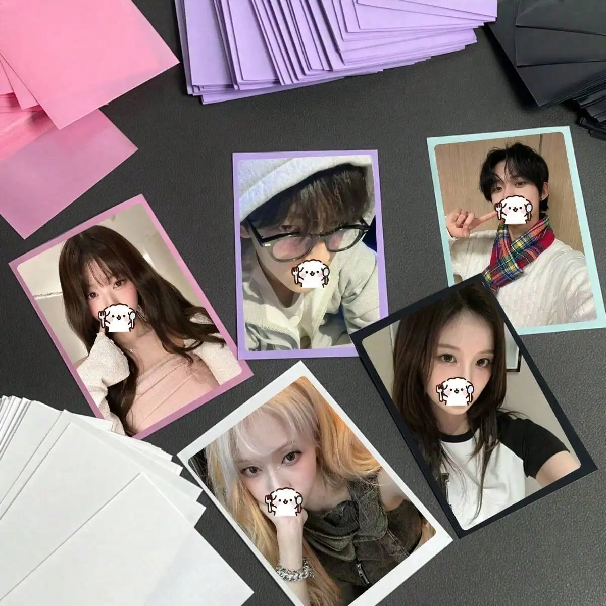 Single-Sided Frosted Transparent Photo Card Sleeves, Dopamine Color Photo Protective Film, Suitable for 56*87mm Photo Cards, Polaroid Photo Card Transparent Storage Protective Card Sleeves