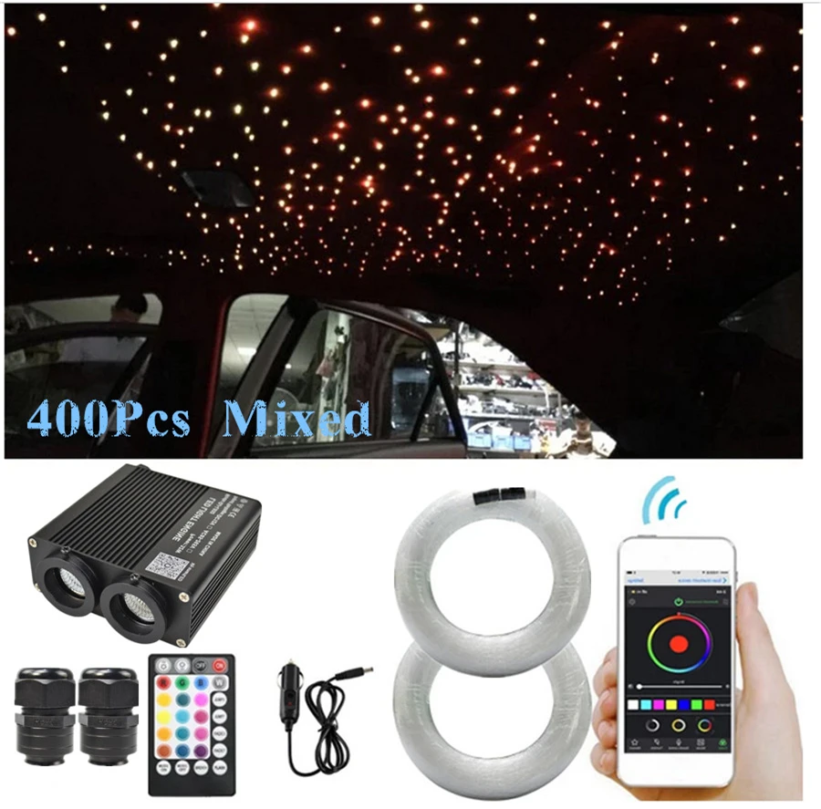 

400pcs 12V 32W RGBW LED Car Roof Star Ceiling Light Kit Fiber Optic RF APP Control