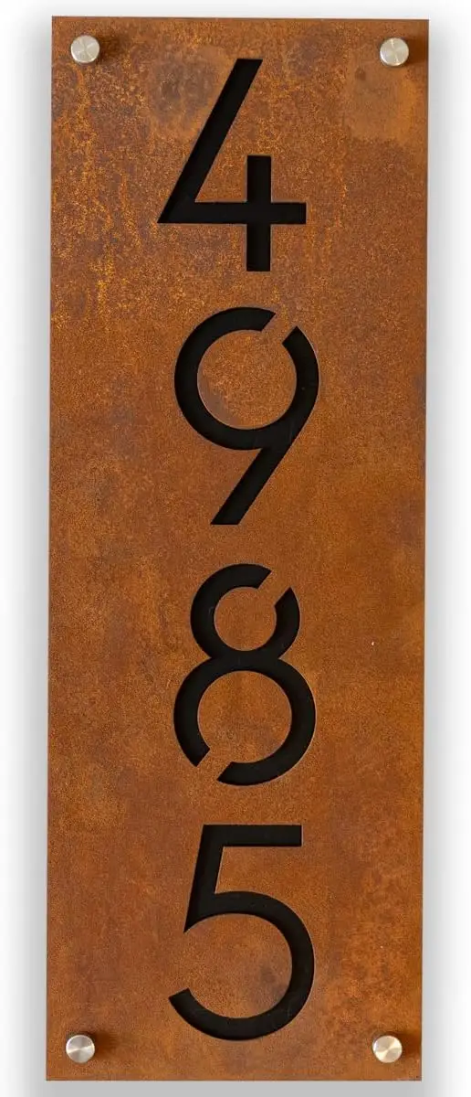 Rustic Metal Address Plaque Custom House Number Outdoor Sign