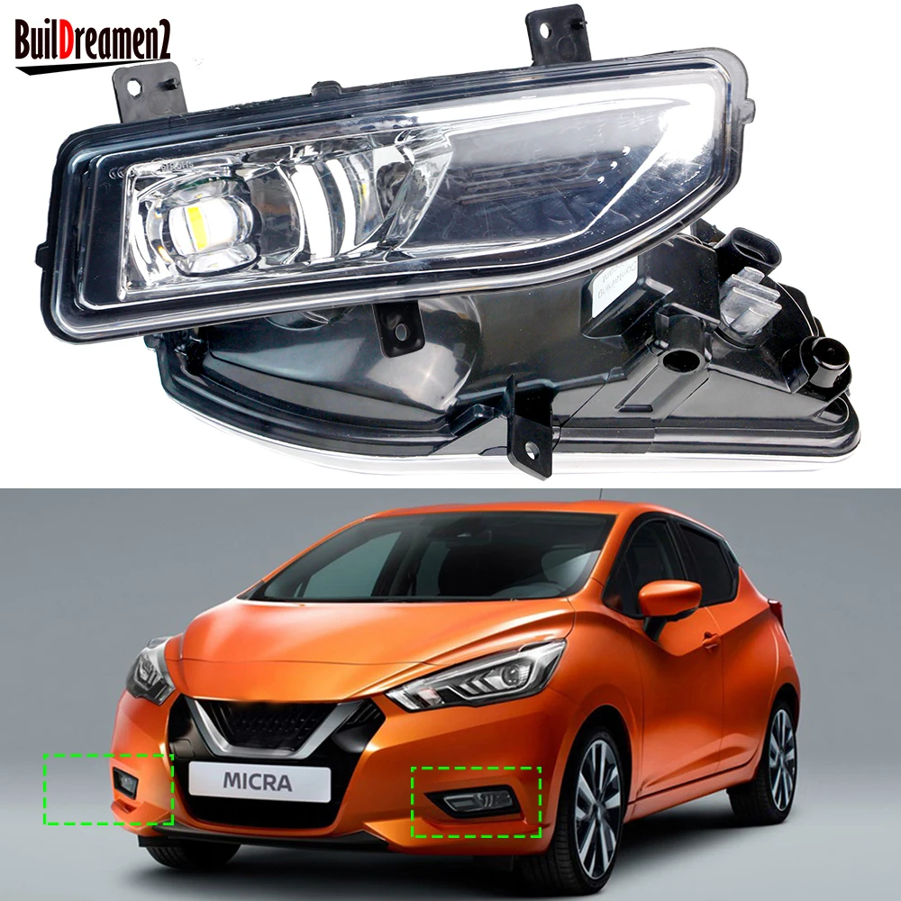 2 X Car Left and Right LED Lens Fog Light Assembly 30W 4000LM 12V For Nissan Micra March 4/V K14 2017 2018 2019 2020 2021 2022