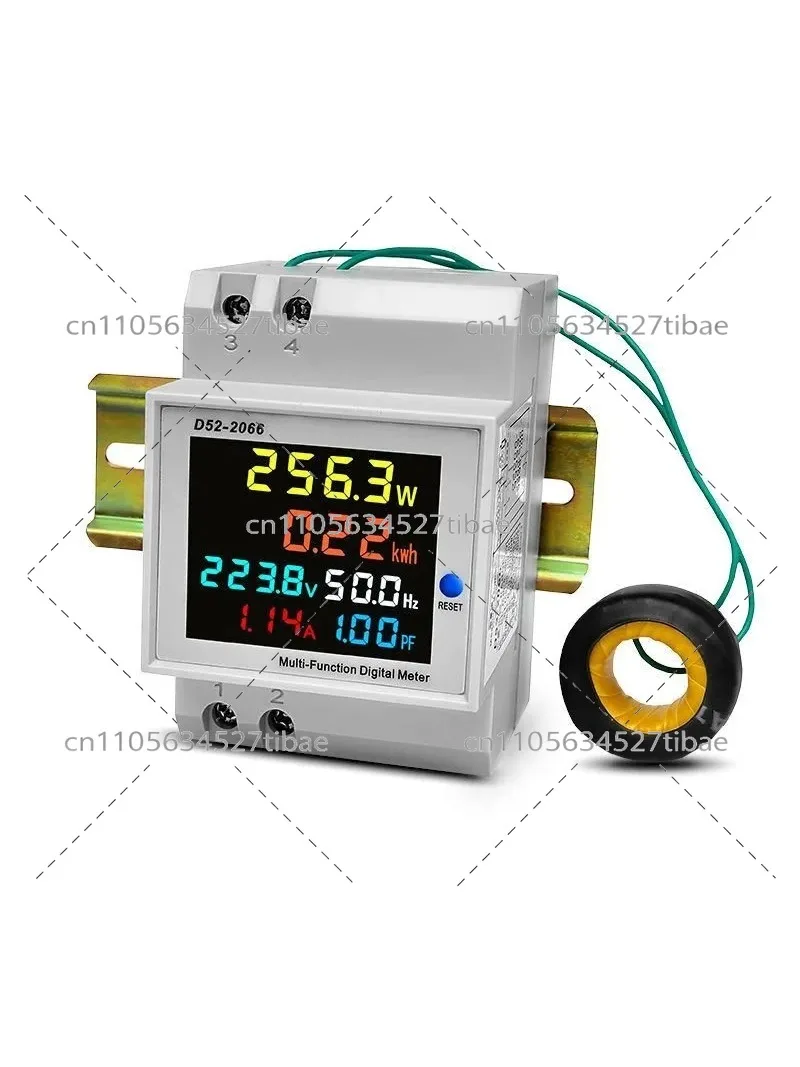 D52-2066 6-in-1 Smart Power Meter  DIN Rail, 110380V, 100A Energy Monitor