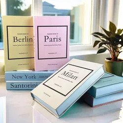 Pink Luxury Fake Book Storage Box Urban Architecture Coffee Table Books Paris Tower Milan Rome Boho Decorative Books Home Decor