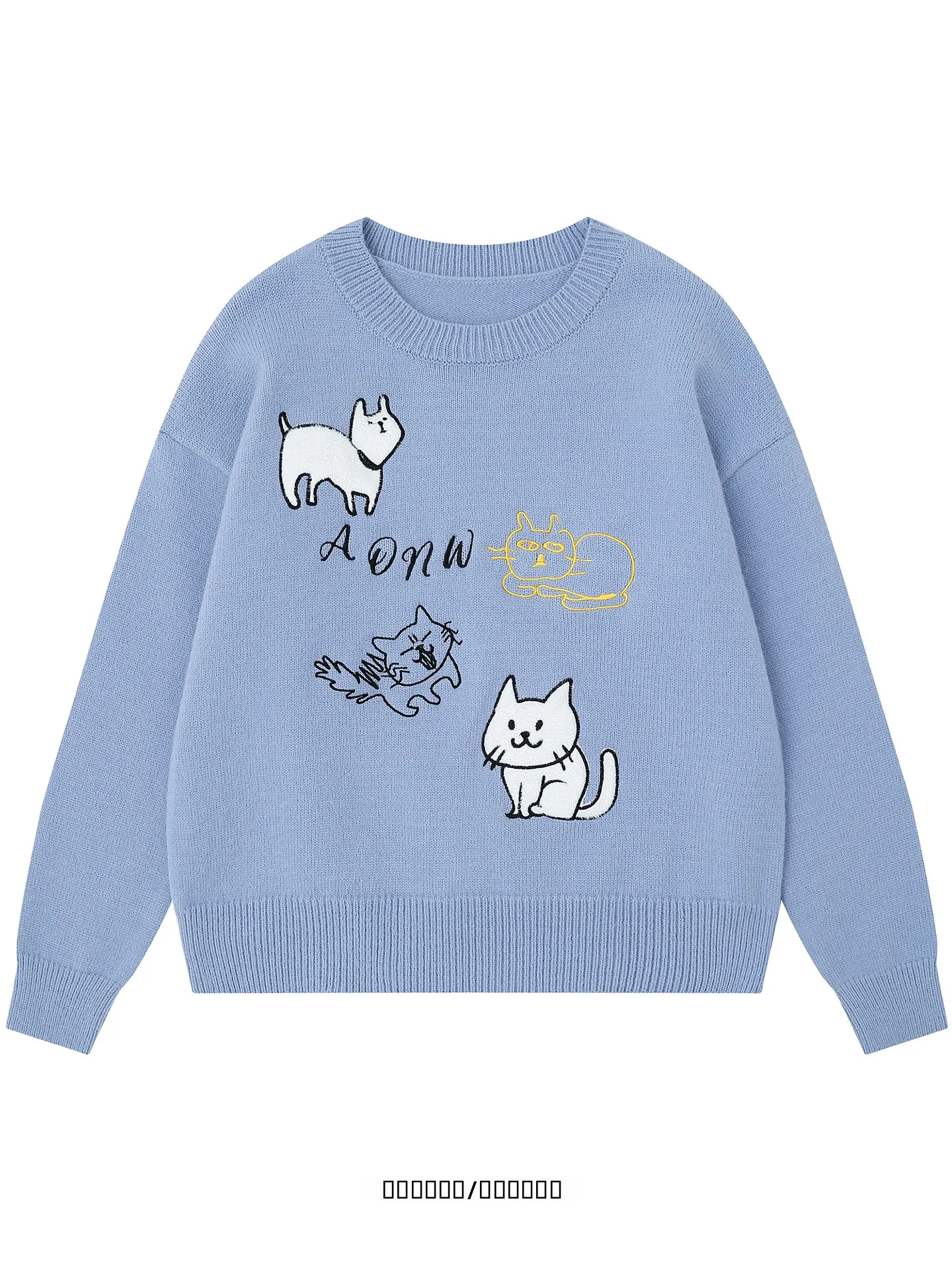 

Свободный вязаный свитер с вышивкой в японском стиле Харадзюку с изображением животных, универсальный, с длинными рукавами и круглым вырезом.