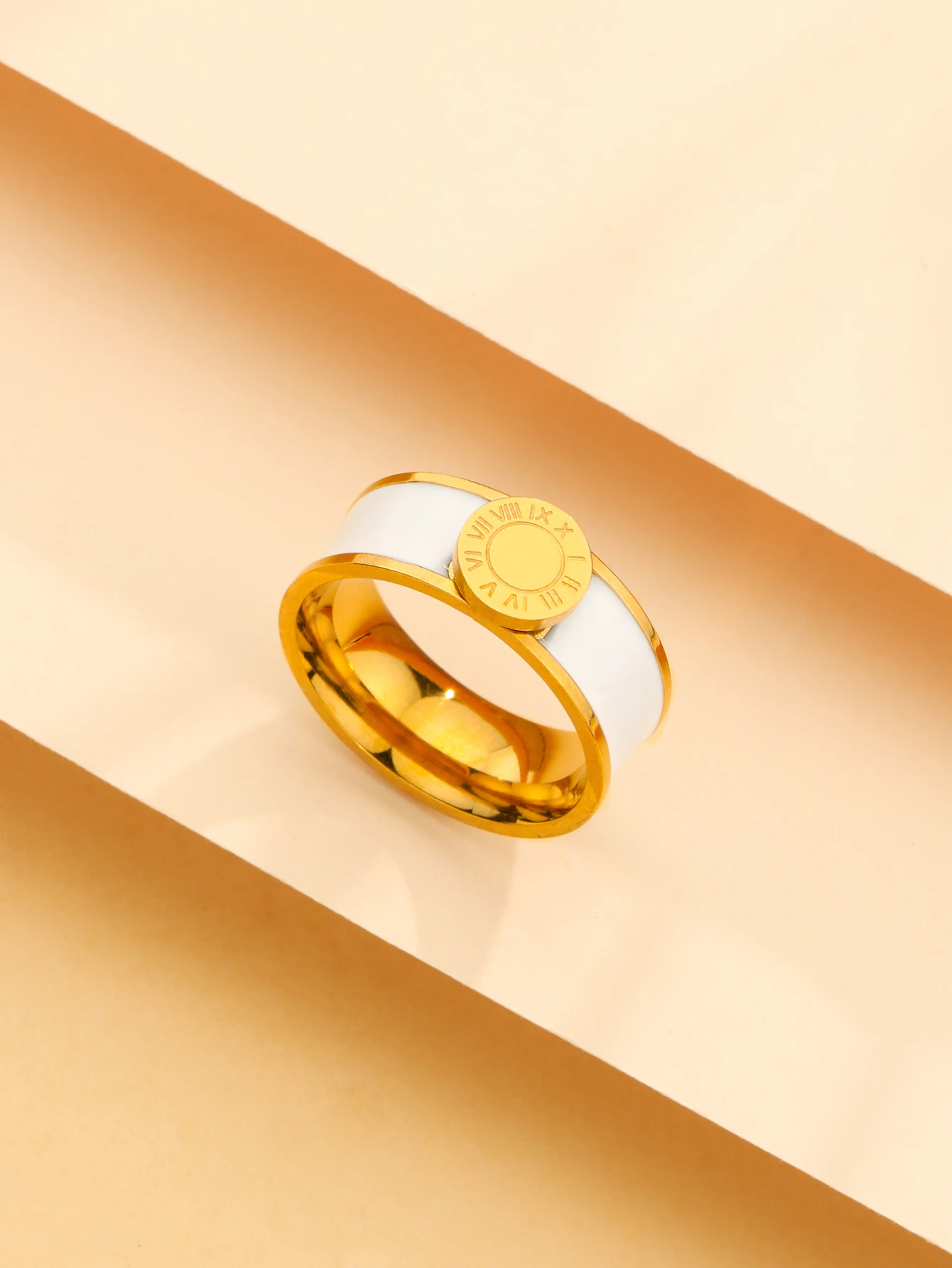1Piece Trend stainless steel Roman Numerals rings for Men Women Round Colorful Enamel Couple Wedding Ring bague acier inoxydable