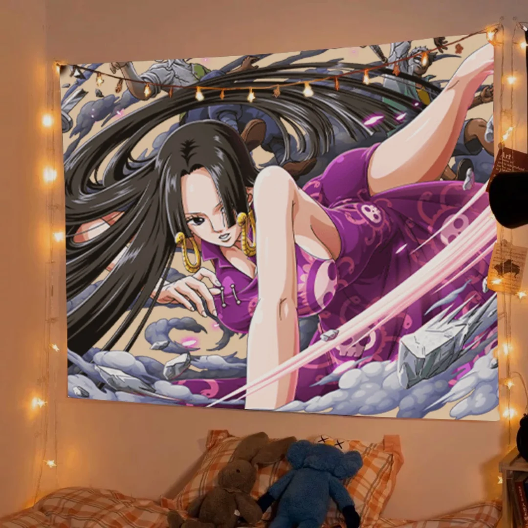 One Piece Empress Boa Hancock Hintergrund-Wandteppich für Schlafzimmer, Schlafsaal, Kopfteil, Wandbehang, Stoffdekoration, Kunst