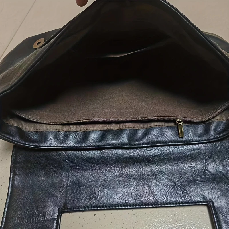 Trendy Retro PU Leather Clutch Bag - Spacious Envelope Purse with Wristlet Strap - Fashionable Handbag