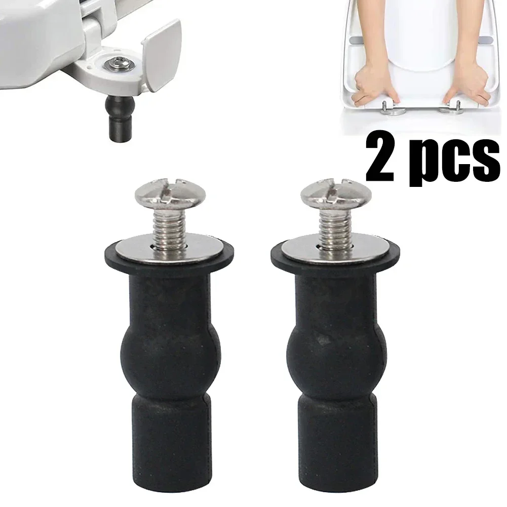 2PCS Toilet Screw Hinge Stainless Steel Seat Hinge With Threaded Rubber Sleeve Toilet Cover Expansion Screws Top Nuts Fixings