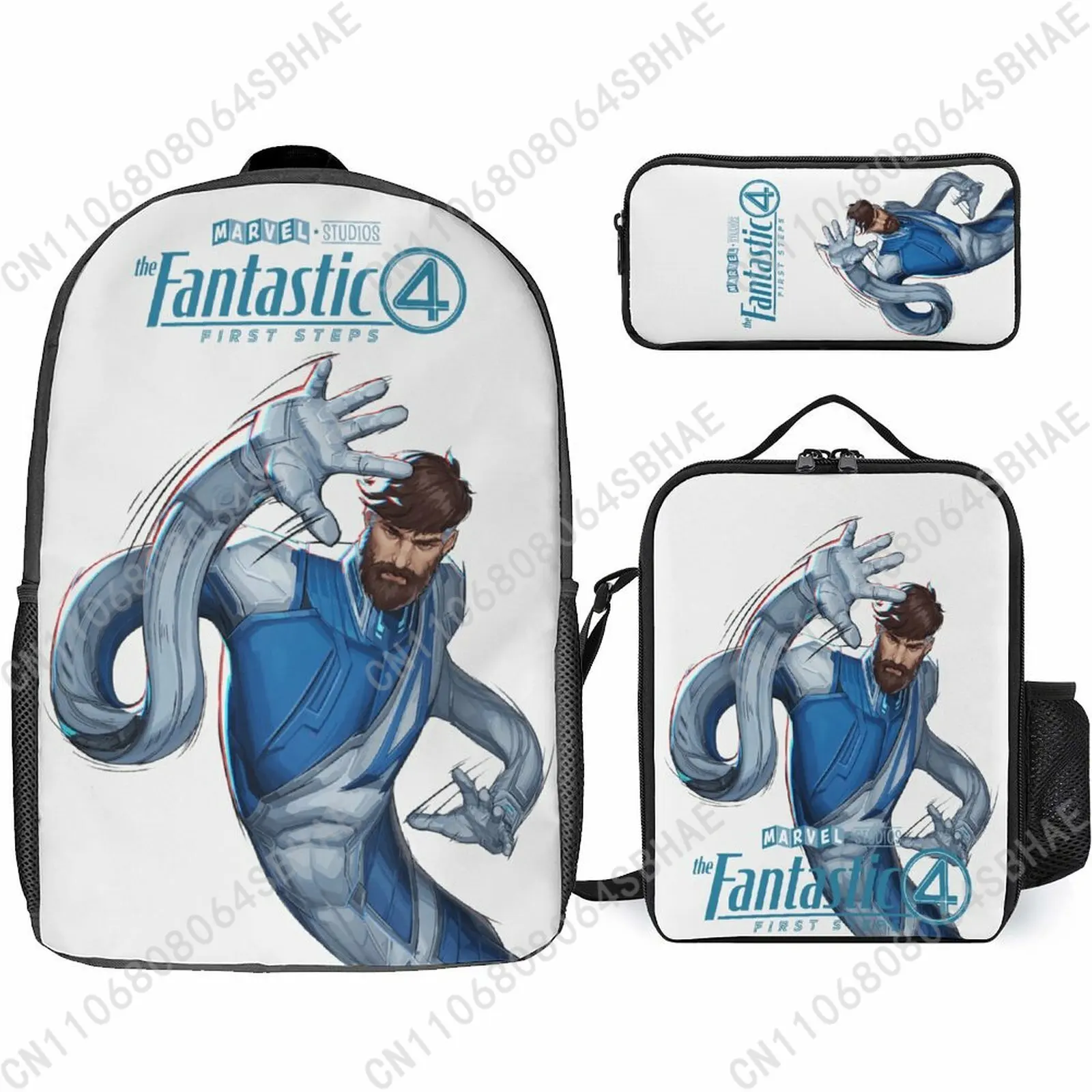 

Marvel Mister Fantastic School Backpack For Teen Middle High School Students 3Pcs Bookbag Lunch Tote Bag Pencil Pouch Cosplay
