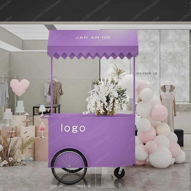 Food Truck Cart for Street Vendor | Foldable Snack Dessert Drink Stall | Mobile Display Cart for Market Mall Party Wedding