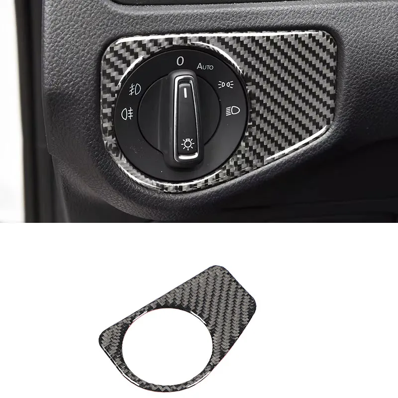 

1piece set Soft Carbon Fiber For Volkswagen Golf 7 Gti Mk7 2013-2019 Car Headlight Switch Frame Decorative Sticker Accessories