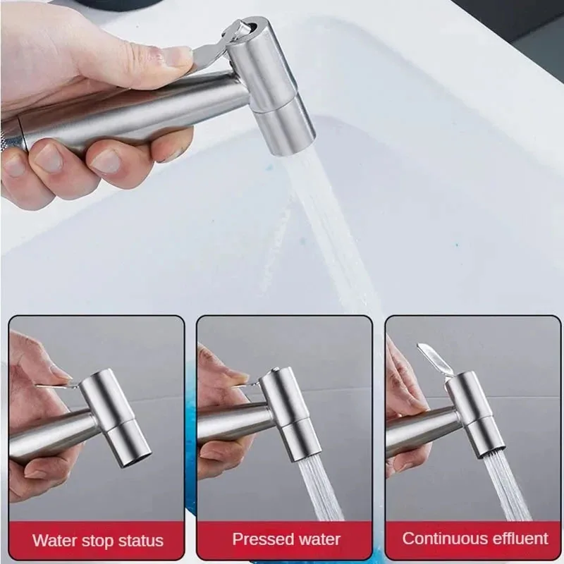 Personal Care Hand Held Spray Portable Bidet Toilet Sprayer Dual Control Angle Valve Stainless Steel Bathroom Accessories Bidets