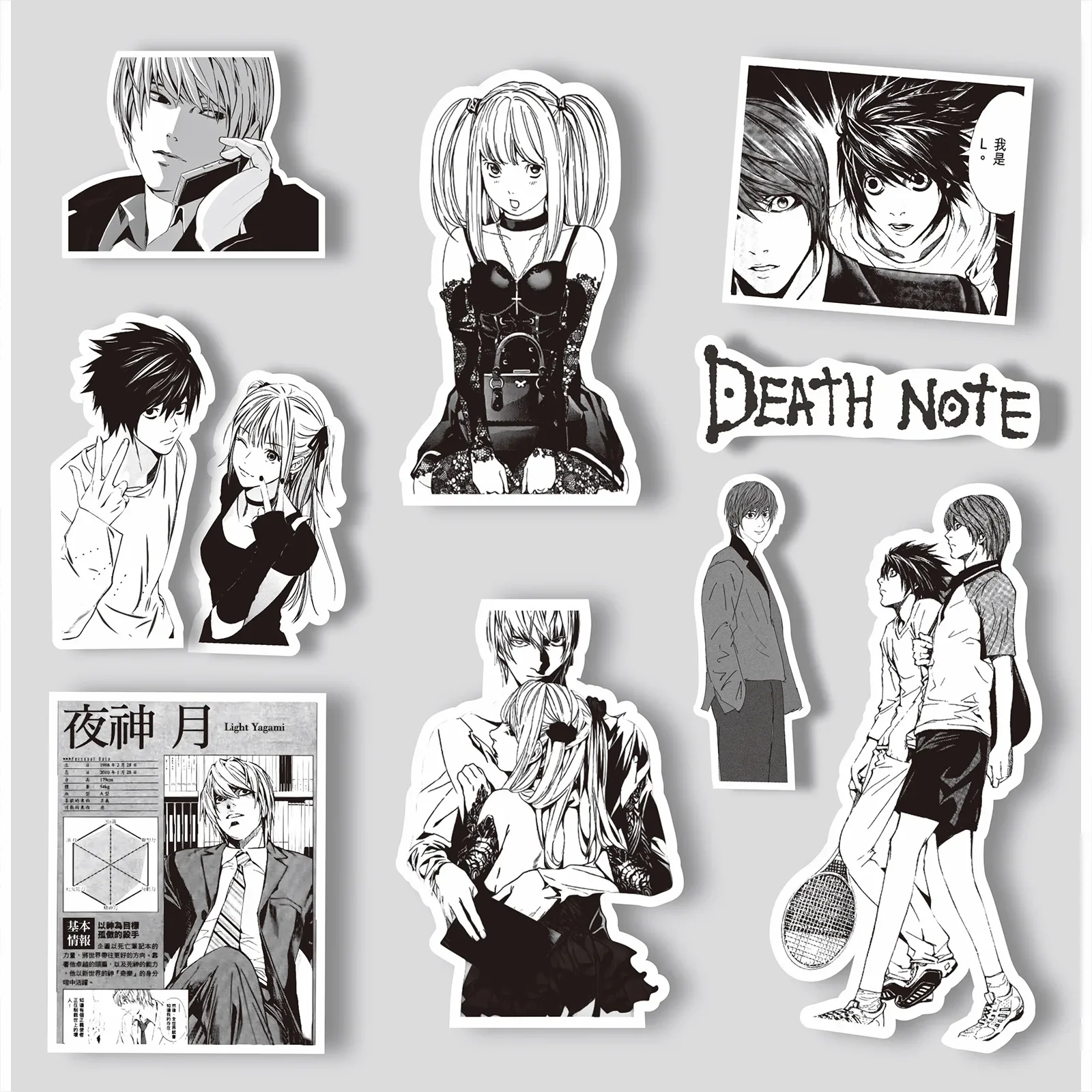 DEATH NOTE Black White Manga Style Sticker Yagami Light L·Lawliet Stickers Cute Anime Goods Laptop Phone Case Decor Friend Gift