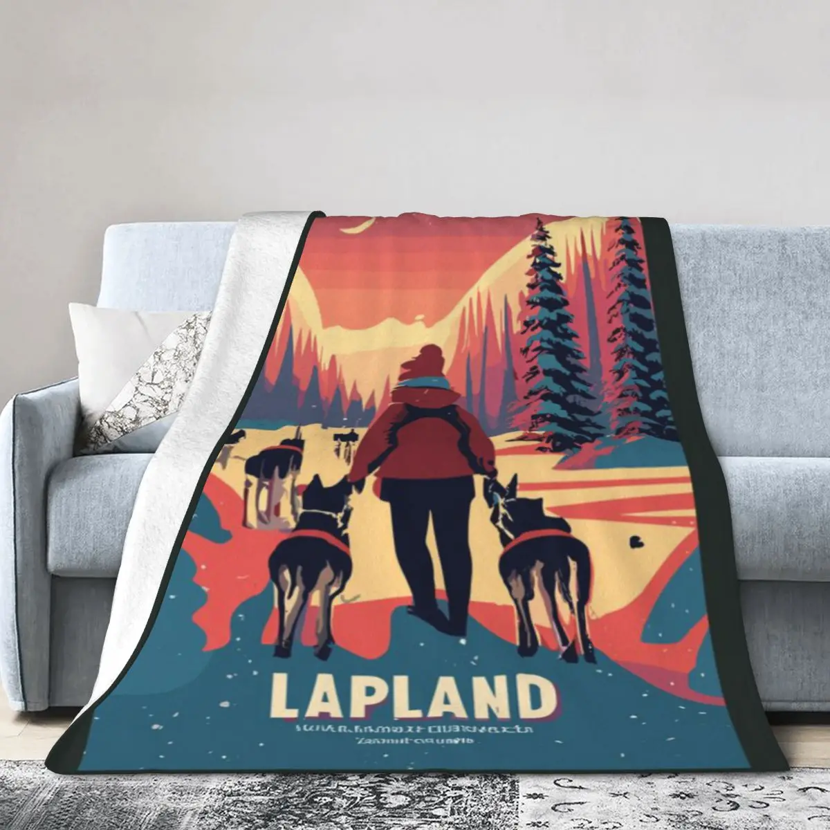 A Vintage Travel Art Of Lapland - Finland An Ultra-Soft Micro Fleece Blanket