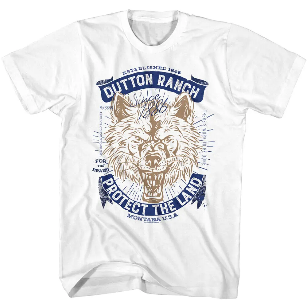 Yellowstone Dutton Ranch Protect The Land Est 1886 USA Wolf Head Men's T Shirt