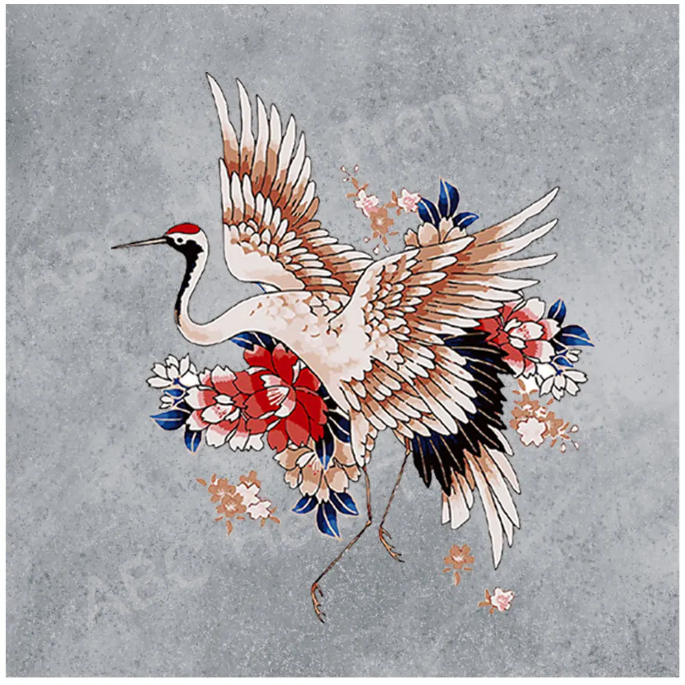 Chinese Crane Iron On Stickers Vinyl Diy Washable Heat Transfers For Clothing Thermoadhesive Patch Heat Press Printing Design