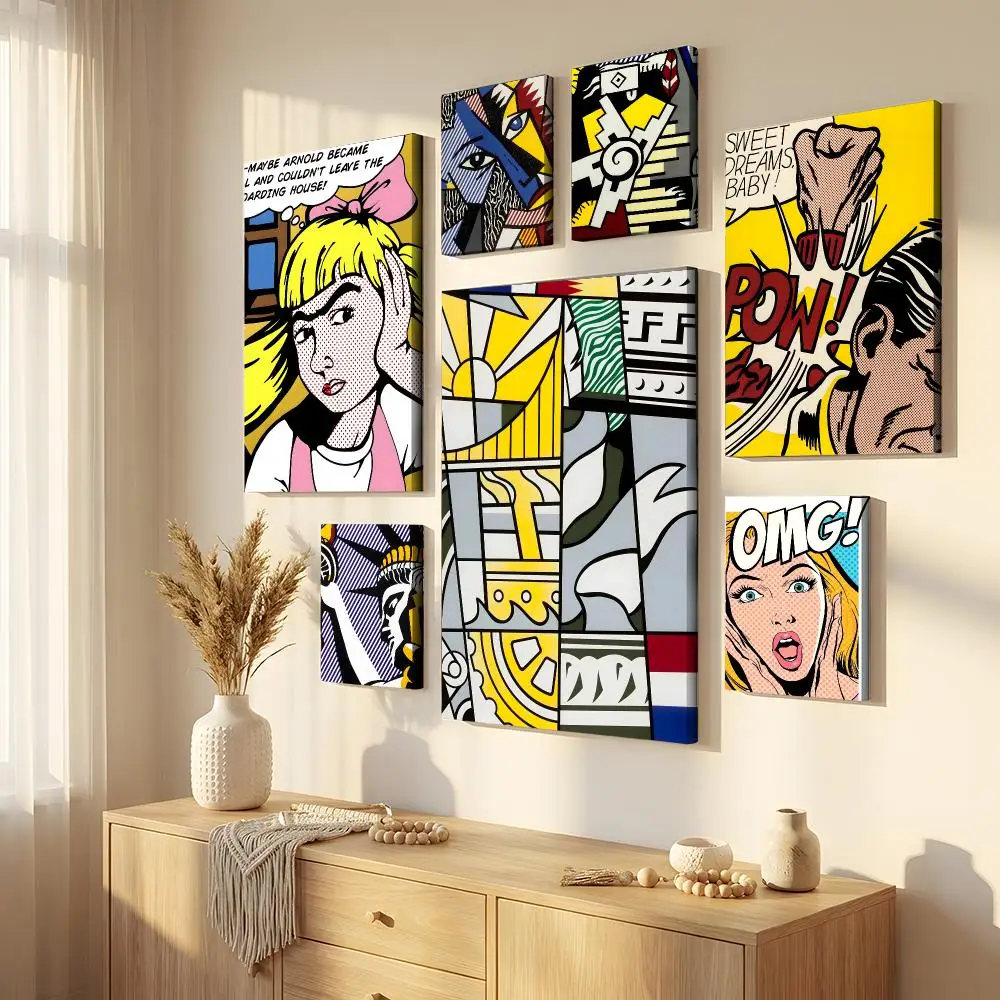 Art Roy Lichtenstein Pop Abstract Framed Wall Painting Canvas Wall Art Inner Frame Waterproof Home Decor For Living Room