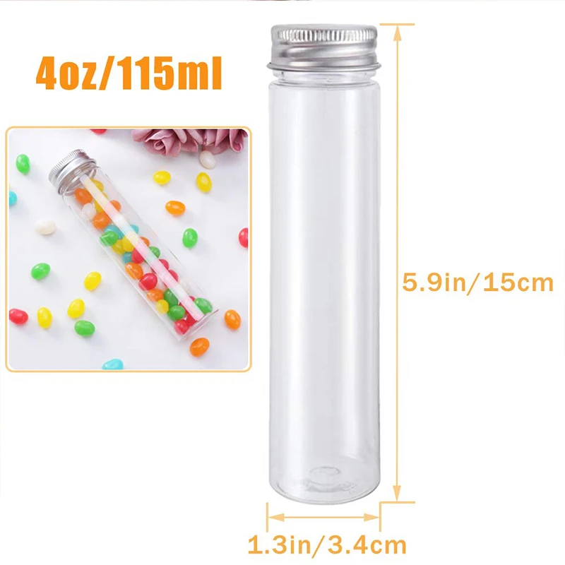 20Pack 115ml Clear Plastic Test Tubes with Screw Caps Flat-Bottomed Bath Salt Containers,Candy Containers for Wedding Party Chr