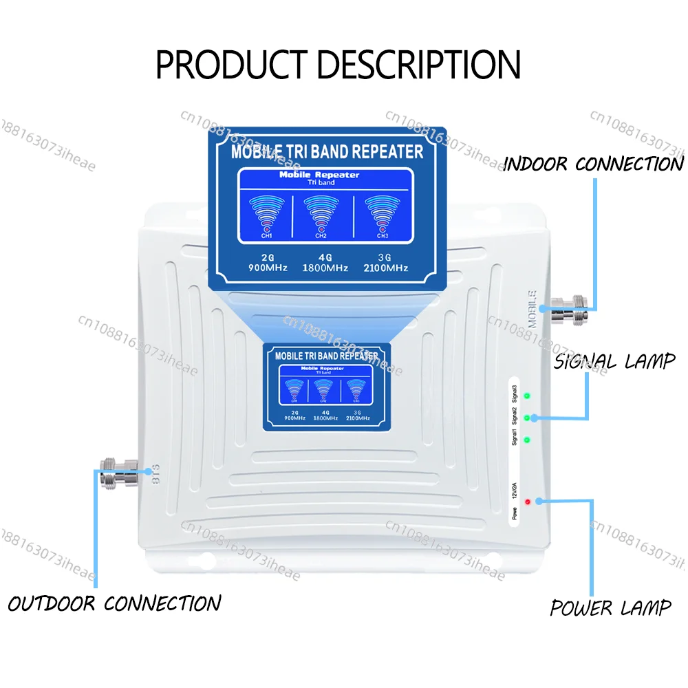 Tri Band Signal Booster 900 1800 2100 Mhz Mobile Network Booster 3G 4G Gsm Repeater/Amplifier