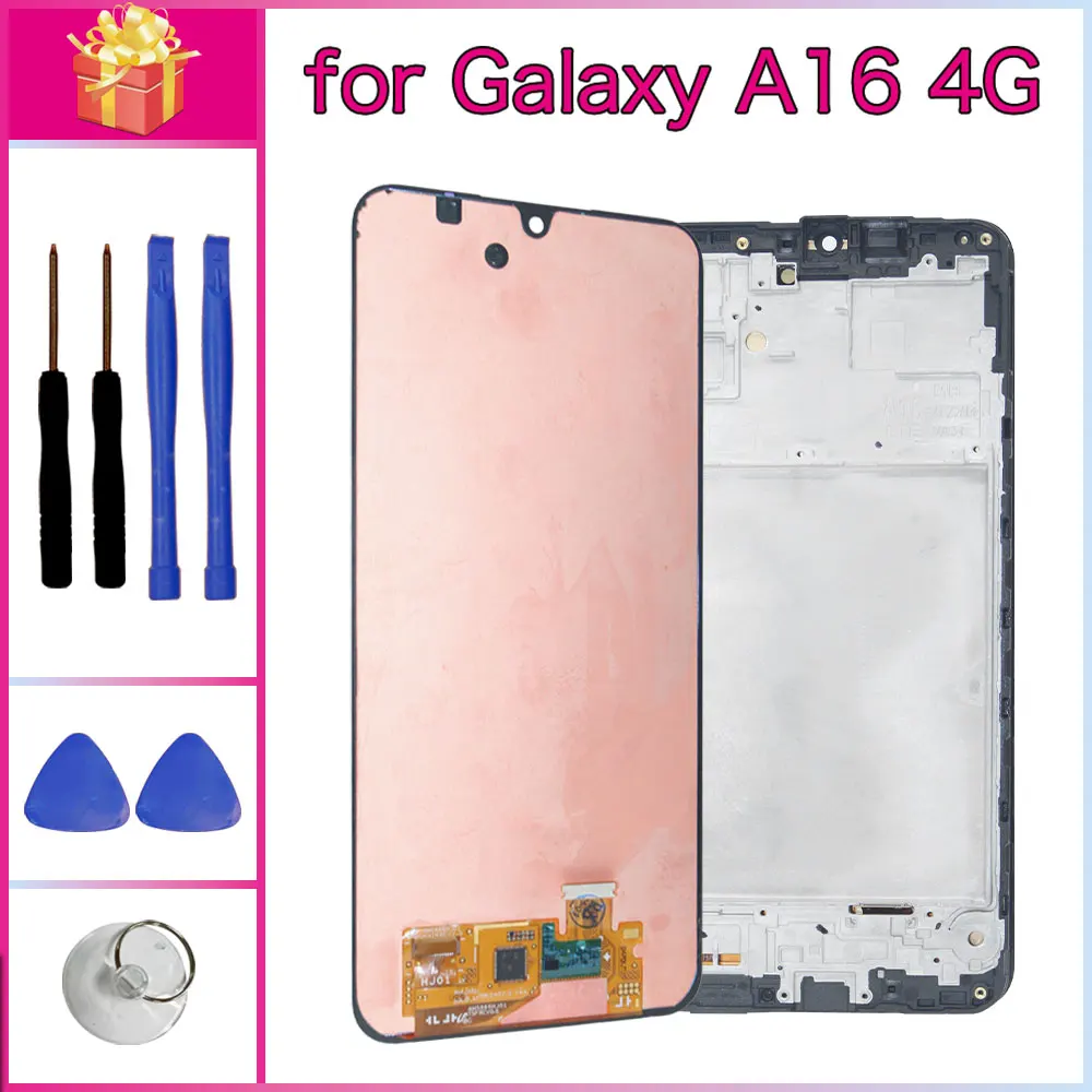 Super AMOLED LCD for Samsung Galaxy A16 4G LCD Display Touch Screen Digitizer Assembly Replacement for Samsung A16 4G A165 EU
