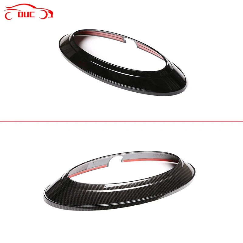 Carbon Fiber/Gloss Black Car Rear Badge Ring Logo Frame Cover Decoration Trim ABS For Ford Ranger 2015-2021 Auto Accessories