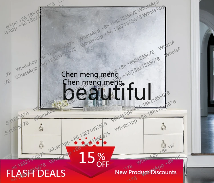 

z JModern American TV cabinet, simple and beautiful floor cabinet, living room audio-visual cabinet, beige